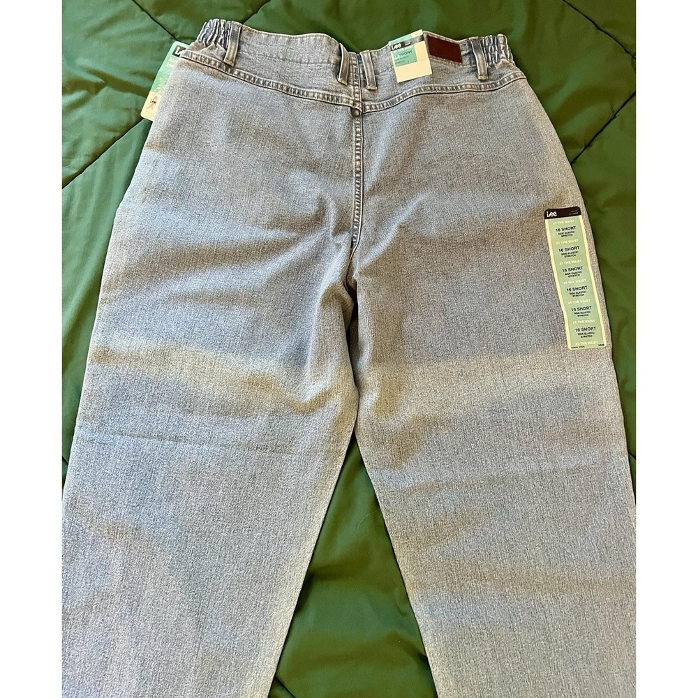 Lee Side Elastic Jeans Womens 16 Short Light Wash Stretch Tapered Leg Denim - Picture 11 of 16